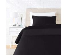AmazonBasics - Bettwäsche-Set, Satin - 135 x 200 cm / 50 x 80 cm x 1, Schwarz