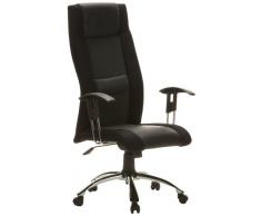 hjh OFFICE 644080 Bürostuhl Chefsessel AIRON Leder schwarz, bequeme Polsterung ideal für das Home Office, höhenverstellbare Rückenlehne, Drehstuhl ergonomisch, Schreibtischstuhl