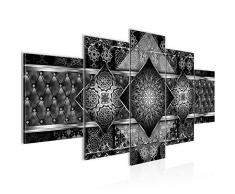 Bilder Abstrakt Mandala Wandbild 200 x 100 cm Vlies - Leinwand Bild XXL Format Wandbilder Wohnzimmer Wohnung Deko Kunstdrucke Schwarz 5 Teilig - MADE IN GERMANY - Fertig zum Aufhängen 023551a