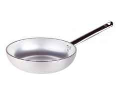 Pentole Agnelli Pfanne mit Senkkopf Hohe, aus Aluminium, Dicke 5 mm, mit Griff aus Edelstahl, Silber 28 cm silber