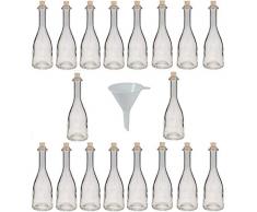 Viva Haushaltswaren - 18 Glasflaschen 200 ml mit Korkverschluss zum Selbstbefüllen inklusive einem Trichter, Durchmesser 7 cm