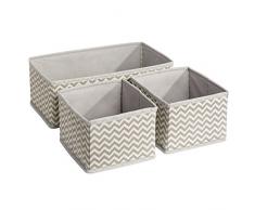 iDesign Axis Aufbewahrungssystem für Schrank oder Schublade, Ablagesystem aus Polypropylen, 3er-Set Ordnungsboxen, taupe und natur
