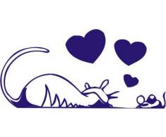 Indigos 4250380592091 Wandtattoo w049 Katze und Maus 120 x 58 cm, blau