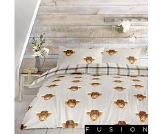 Fusion Cow Highland Kuh – Pflegeleichtes Bettbezug-Set, Polycotton, Ockergelb, Einzelbett