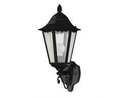 EGLO Außen-Wandlampe Navedo, 1 flammige Außenleuchte, Wandleuchte aus Aluguss und Glas, Farbe: Schwarz, silber-patina, Fassung: E27, IP44