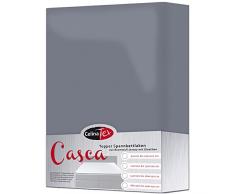 CelinaTex Casca Topper Spannbettlaken 180x200-200x220 cm dunkel grau Baumwolle Spannbetttuch Elastan Laken