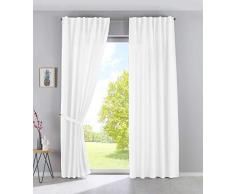 2er Set Vorhänge Verdeckte Schlaufen Cationic »JENA« HxB 225x140 cm Weiß Blickdicht Leinen Optik Gardinen Meliert Gardinenband mit Raffhalter, 2019037-2