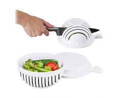 Relaxdays, weiß Salatschneider, Schüssel u. Deckel, BPA-frei, spülmaschinenfest, Gemüseschneider, Obst/Salat schneiden, Standard