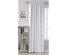 Deconovo Verdunkelungsvorhang Schlaufen Wohnzimmer Vorhang Verdunkelung Gardinen Blickdicht Verdunklungsvorhänge Schlafzimmer, Polyester, Grau Weiß, 245x140