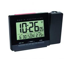 TFA Dostmann Projektionswecker Funk, mit Netzteil, Wecker, Innentemperatur, Datum, schwarz, (L) 141 x (B) 51 x (H) 91mm