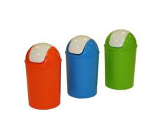 axentia Schwingdeckeleimer geruchsdicht – Mülleimer 25l für Küche & Bad – Abfalleimer rund aus Kunststoff mit Schwingdeckel – Abfallbehälter in Grün, Blau oder Orange (farblich sortiert)