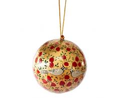 Bollywood Weihnachtskugel mit Vogel-Motiv, Rot und Gold, 7,6 cm