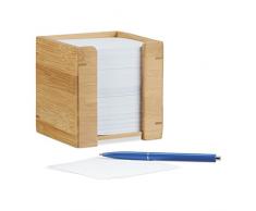 Relaxdays Zettelbox Bambus, Zettelkasten Holz, Notizzettel Halter, 900 Blatt, H x B x T: 10,5 x 10,5 x 10,5 cm, natur