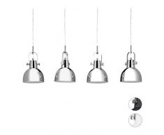 Relaxdays, silber Pendelleuchte Vintage, Hängeleuchte m. 4 Metallschirme, höhenverstellbar bis 150 cm, neigbare Lampen