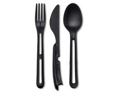 koziol Besteck-Set 3-teilig KLIKK, cosmos black, thermoplastischer Kunststoff, 22,2 x 4,8 x 3,6 cm