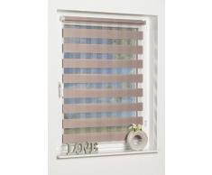 K-home Klemmfix Doppelrollo Rota ohne Bohren Design Streifen Taupe, 120 x 130 (B x L)