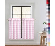 CAROMIO Gardinen mit Karomuster, Karomuster, Küchen-Ebene, Volant, Vorhänge, zum Raffen, Schatten, Fenster, Küche, Café, Badezimmer, Fenster, Mehrfarbig Country Rustic Tiers|36 L Rose