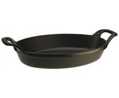 Staub 1303323 stapelbare Auflaufform, oval 32 cm, 2,2 L mit mattschwarzer Emaillierung im Inneren der Auflaufform, schwarz