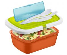 Rotho Quick and Safe Lunchbox 1 Liter mit Besteck, Kunststoff (BPA-frei), bunt, 1 Liter (21 x 15 x 7,5 cm)
