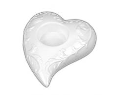 Holst Porzellan HKL 001 Teelichthalter 14 cm Herz, weiß, 13.5 x 11.5 x 4.5 cm