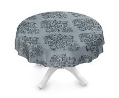 ANRO Wachstuchtischdecke Wachstuch Wachstischdecke Tischdecke abwaschbar Grau Anthrazit Rankenmuster Barock Arabeske Oval 180 x 140cm, 140 x 180cm