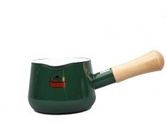 Honeyware 87057 Solid Line Stielkasserolle aus Emaille, Durchmesser 12 cm, 0,75 L, rot, für alle Herdarten inklusive Induktion