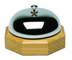 Westmark Tisch- und Kellnerglocke, Reiner Klang, Verchromt, 9,1 x 9,1 x 5,8 cm, Edelstahl/Holz, Silber/Hellbraun, 63202220