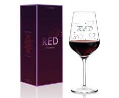 RITZENHOFF Red Rotweinglas von Sabine Röhse, aus Kristallglas, 580 ml, mit edlen Platinanteilen