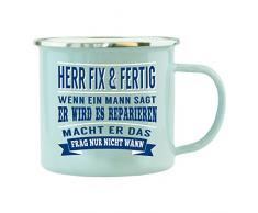History & Heraldry Echter Kerl Emaille Becher, Herr Fix & Fertig, Mehrfarbig