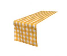 La-Bettwäsche mit kariert Tischläufer, Polyester, White/Dark Yellow, 35.56 x 274.32 x 0.04 cm