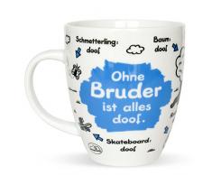 Sheepworld 45140 Tasse mit Motiv-Druck Ohne Bruder ist alles doof, Porzellan, Geschenk Bruder, 45 cl