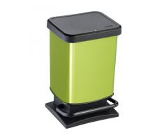 Rotho Paso Mülleimer 20 l mit geruchdichtem Deckel, Kunststoff (PP), grün metallic, 20 Liter (29,3 x 26,6 x 45,7 cm)