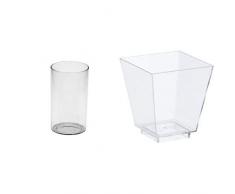 PAPSTAR 11204 30 Fingerfood Becher 0.06 L Ø 4 x 7.5 cm, glasklar & Papstar 19988 Fingerfood Schalen, Polystyrol, 5,0 x 4,5 x 4,5 cm, 50 Stück