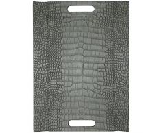 Mock Crock - 2in1 wendbares Tablett & Tischset mit Textur, schwarz/grau, Kunstleder, Maße: 45 x 35 cm