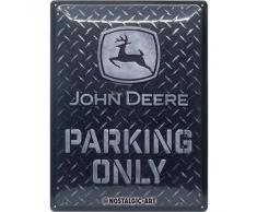 Nostalgic-Art 23274 - John Deere - Parking Only Diamond Plate Black - Blechschild 30 x 40 cm