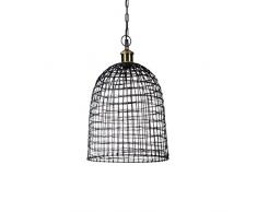 Relaxdays Pendelleuchte Gitter aus feinem Metall als Lampe in Form eines Käfigs H x D: ca. 153,5 x 31 cm Hängelampe aus Schmiedeeisen in Gitterform als moderne Design Deckenleuchte, schwarz