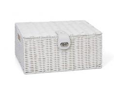 ARPAN Aufbewahrungskorb aus Kunstharz, mit Deckel und Schloss, mittelgroß, Weiß