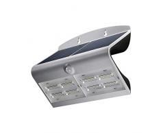 Goobay LED Solar-Wandleuchte mit Bewegungsmelder 6,8W, Glas, Silber, 6,8 Watt