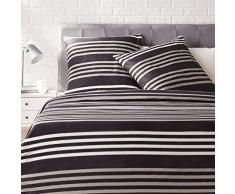 AmazonBasics - Bettwäsche-Set, Satin - 155 x 200 cm / 80 x 80 cm x 2, Multi-Streifen