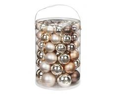 Inge-glas 15207E460-MO Glaskugel Sortiment 60 Stück Vorteilsdose, 18x4cm / 20x5cm / 16x6cm / 6x7cm Cosy Feeling-Mix, (Elfenbein, Brown agate, Rough Linen Glanz + matt)