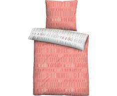 biberna 0024229 Soft-Seersucker Bettwäsche Garnitur mit Kopfkissenbezug (Baumwolle) 1x 135x200 cm + 1x 80x80 cm, Chili