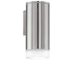 EGLO Aussen-Wandleuchte, Modell Riga-LED, 1-flammig, Edelstahl, Kunststoff satiniert, HV 1x GU10, 2,5 W inklusive Leuchtmittel, 6,5 x 16 x 9,5 cm, Schutzgrad IP 44, Eckmontage möglich 92735