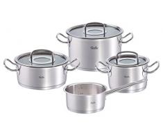 Fissler original-profi collection / Edelstahl-Topfset, 4-teilig, Kochtopf-Set, Töpfe mit Glas-Deckel, Induktion, alle Herdarten (2 Kochtöpfe, 1 Bratentopf, 1 Stielkasserolle-deckellos)