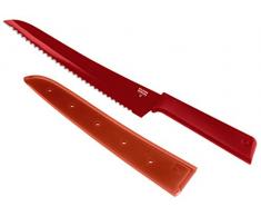 KUHN RIKON COLORI+ Brotmesser gezackte Klinge mit Klingenschutz, antihaftbeschichtet, Edelstahl, 32.5 cm, rot