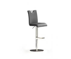 Robas Lund Barhocker Grau mit Lehne Barstuhl drehbar 360 Grad, Hocker höhenverstellbar, PU BAR.DO