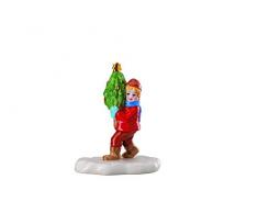 Hutschenreuther Weihnachtsmarkt Junge mit Baum (6,7 x 4,2 x 8,1 cm) Porzellanfigur, Porzellan, Bunt