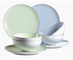 Mäser, Serie Maila, Tafelservice 8-teilig, Keramik Geschirr-Set für 4 Personen, Tellerset in hellblau und hellgrün