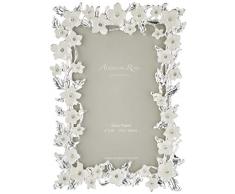 Addison Ross, Hochzeit Fotorahmen, Silberblatt & Creme Blume, 4 x 6 Zoll