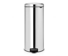 Brabantia Treteimer mit Inneneimer aus Kunststoff, stahl, Brilliant Steel, 30 Liter