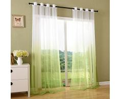 Schal transparent Farbverlauf Vorhang mit Ösen Gardine Voile, 2 Stück 245x140, Apfelgrün, 204202